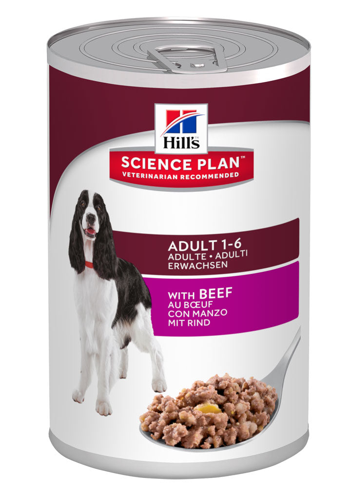 Hills vådfoder m/ oksekød. Til alle voksne hunde 1 > 6 år