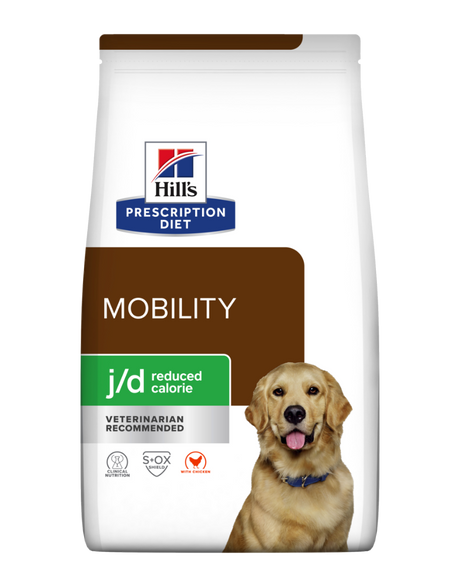 Hill's Prescription Diet Canine j/d med reduceret kalorier til hunde med ømme led 12kg er et specialiseret hundefoder designet til at fremme sunde led og reducere ubehag hos hunde med ømme led. Det understøtter Hills Prescription Diets generelle sundhed.