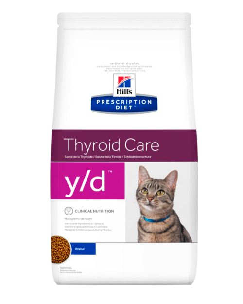 Hills Prescription Diet y/d tørfoder velegnet til katte med forhøjet stofskifte. (hyperthyreoidisme)