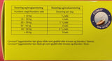 En gul æske med en gul etiket på, indeholdende Canosan TYGGETABLET TIL HUND 60STK og kosttilskud produkter.