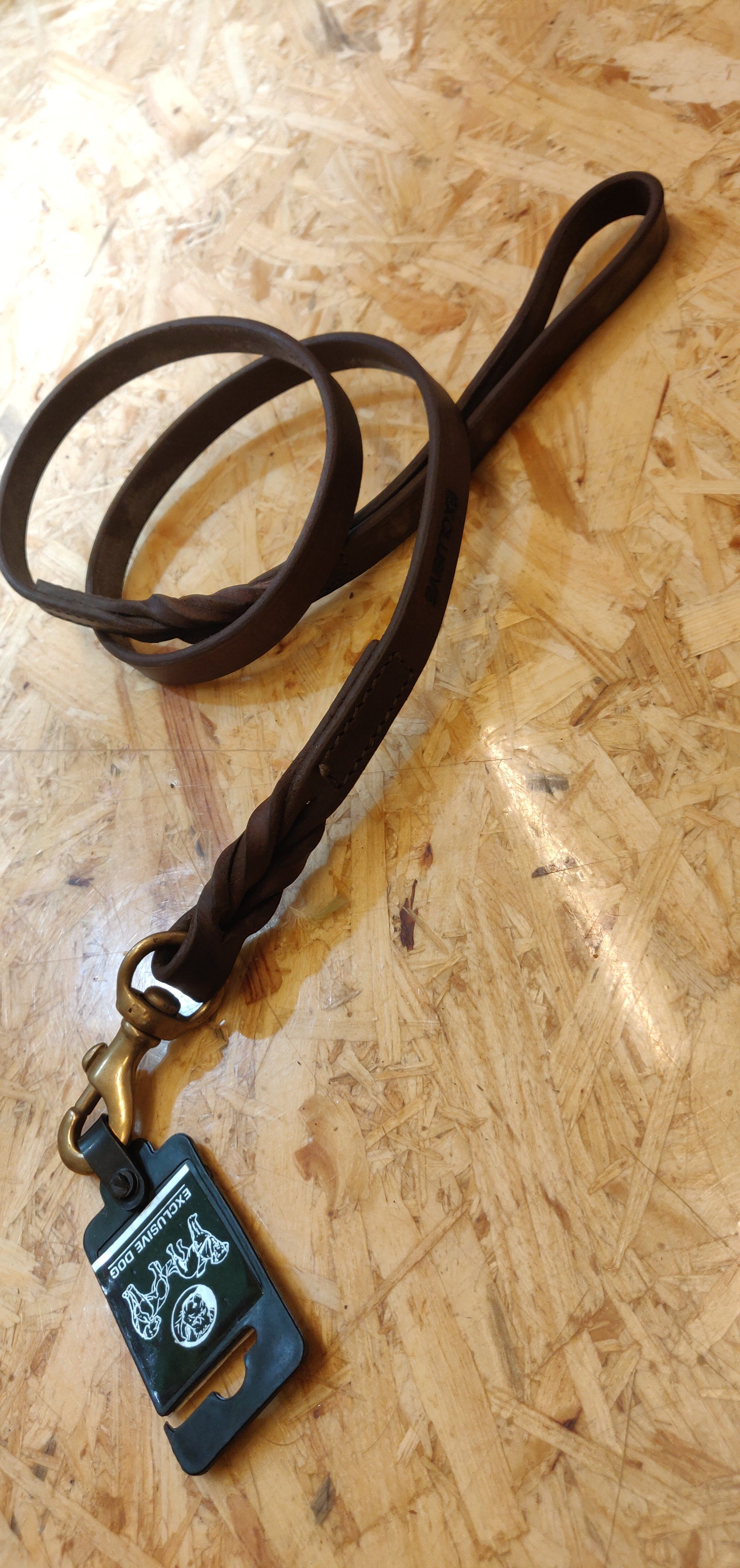 Læder brun hundesnor, 122cm, bøffel