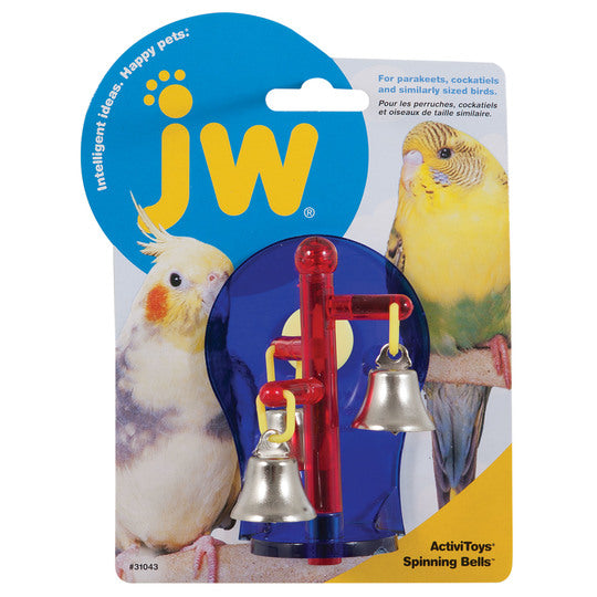 Størrelsen af ​​pakken med JW Bird Bells, en fugle aktivitet, sjovt & udfordrende roterende klokkespil.