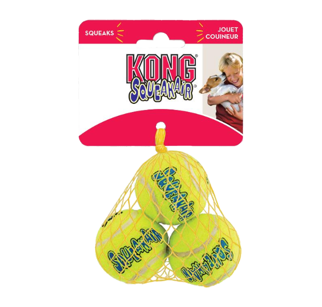 Kong AirDog Squeaker - XS & Small tennisbolde 3 stk.