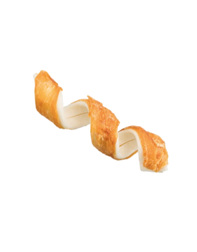 Lækkert tyggeben spiral med kylling på hele 15cm til hunde