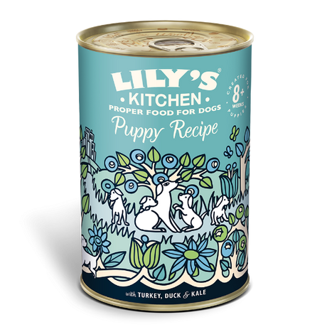 Lily's Kitchen Puppy Recipe dåsemad til hundemad tilbyder optimal ernæring til din pelsede ven med Lilys køkken - Puppy Recipe - vådfoder til hvalpe med kalkun, og og søde kartofler.