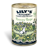 En dåse med Lily's Kitchen Recovery Recipe, en vådfoder til hunde med kylling, kartofler, bananer og præbiotika formuleret til genopretnings opskrift og egnet til dem med en følsom mave.