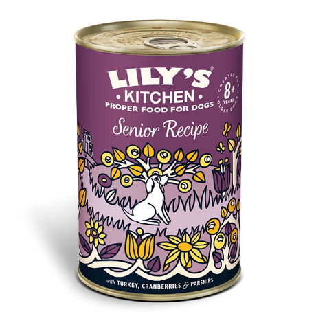 Lily's Kitchen Senior Recipe hundefoder er en Lily's Kitchen - Senior Recipe - kornfri vådfoder til ældre hunde med kalkun, Tranebær og muslinger mulighed specielt designet til hunde i deres senior år.