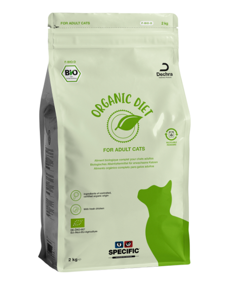 Specific tilbyder en specifik og økologisk kost til voksne katte med deres Økologisk tørfoder fra Specific til katte - F-BIO-D 2kg.