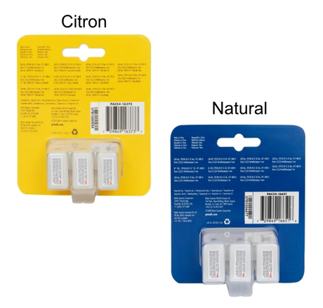To pakker blækpatroner, Refill væske til Gø halsbånd med spray fra PetSafe, på hvid baggrund, velegnet til Gø halsbånd.
