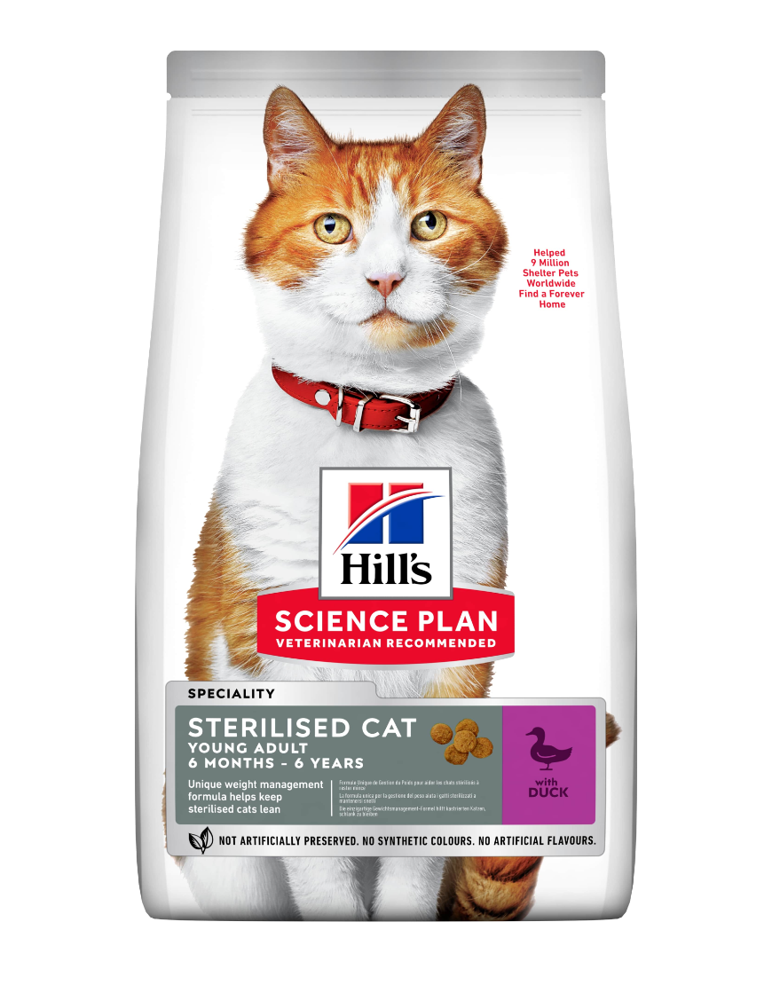 Hill's Science Plan Steriliseret kattemad til steriliserede eller vægttab katte.