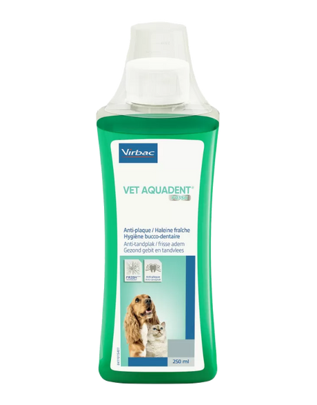 Virbac Vet Aquadent 250 eller 500 ml Anti-plak opløsning til drikkevandet