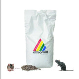 En pose Altromin-rottefoder ved siden af en pose Altromin-mus.