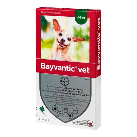 Bayvantic Vet - til forebyggelse og behandling af flåt- og loppe-angreb til hunde.