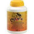 En flaske Diafarm C-Vitamin pulver til gnavere på hvid baggrund.