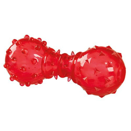 Et slidstærkt rødt Trixie hundelegetøj lavet af termoplastisk gummi, med pigge på.
