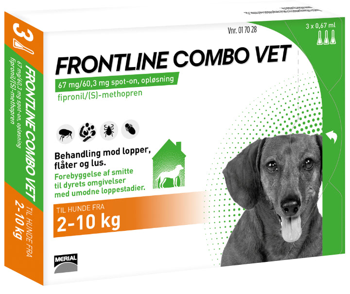 Frontline Combo Vet 3-pak til behandling mod lopper, flåter og lus på hunde 2-10 kg hunde
