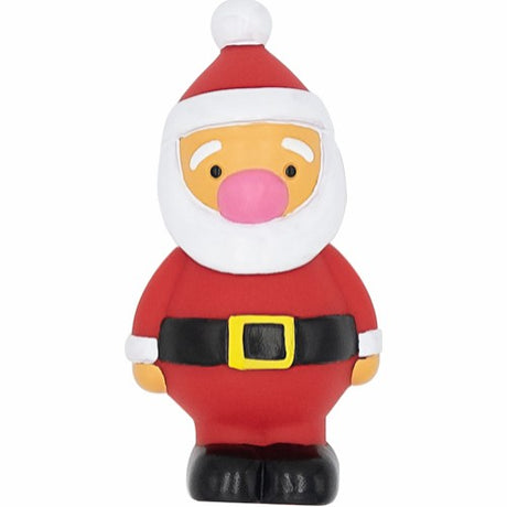 A GOOD BOY Pivedyr Latex / julemanden 11,5cm figur, omgivet af små gaver, er vist på hvid baggrund.