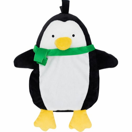 En Eldorado Hunde strik pingvin/pingvin 34cm / jul tøjdyr med grønt tørklæde.