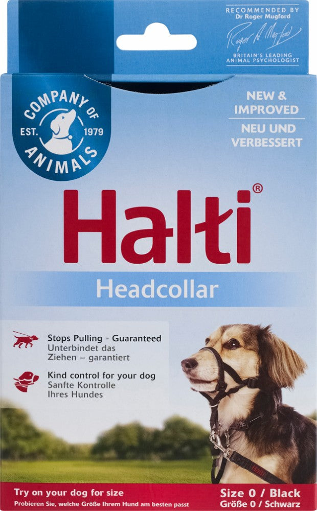 En pakke med Snudesele, Halti - En af de mest populære antitrækseler til trækker hunde.