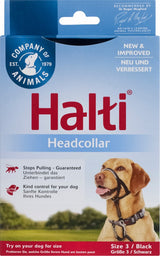 En pakke med Snudesele, Halti - En af de mest populære antitrækseler til at trække hunde.