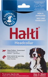 En pakke med Halti halsbånd til hunde, der hjælper med at forhindre træk under gåture og træningssessioner, og giver en løsning til hundeejere, hvis kæledyr har en tendens til at trække i deres snore.