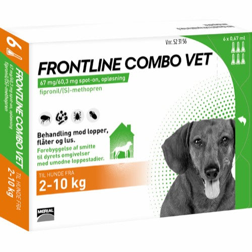 Frontline Combo Vet 6-pak TILBUD til behandling mod lopper, flåter og lus på hunde 2-10 kg hunde