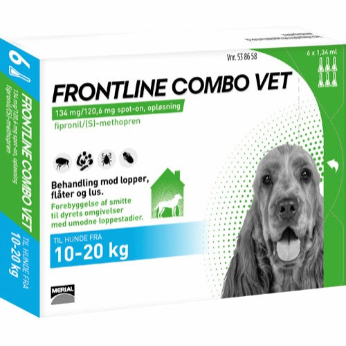 Frontline Combo Vet 6-pak TILBUD til behandling mod lopper, flåter og lus på hunde 10-20 kg hunde