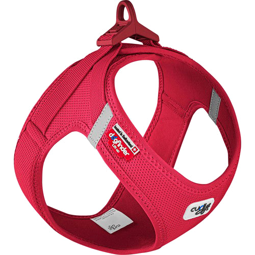 En justerbar CURLI VEST SELE CLASP AIR-MESH RØD hundesele med en åndbar pasform.