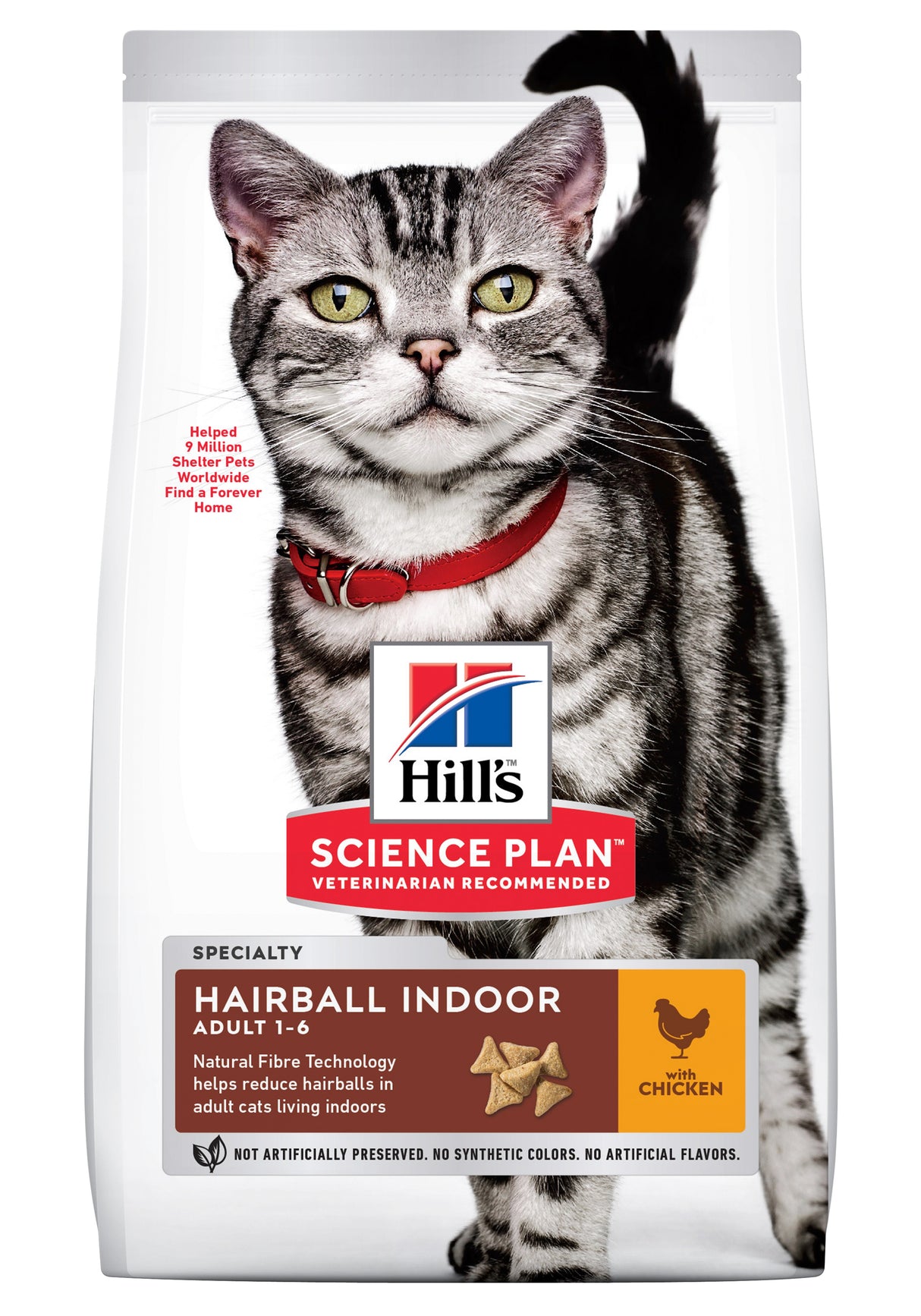7kg Hills kattemad med kylling. Mod hårboller til voksne indendørs katte på 1 - 6 år