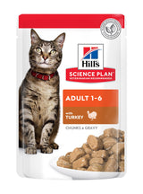 Hills Science Plan Voksen vådfoder til voksne katte, med en lækker blanding af kalkun og kylling er blevet erstattet med Hills vådfoder til voksne katte i sovs med fjerkræ - Multipack 12x85g af Hills Science Plan.