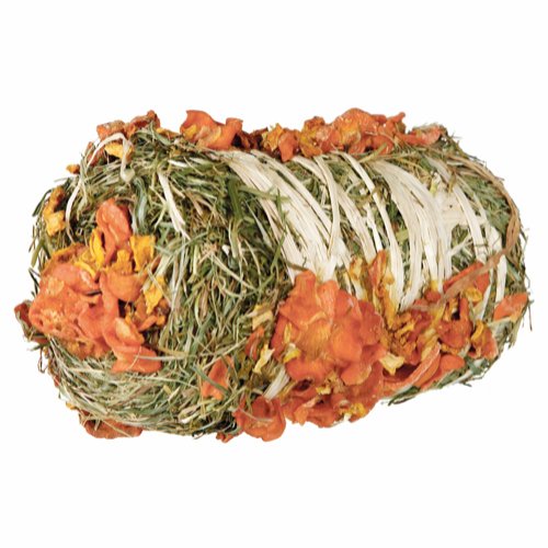 A Høballe med græskar & gulerod, lækkert til alle gnavere! med orange blomster på. (Trixie)