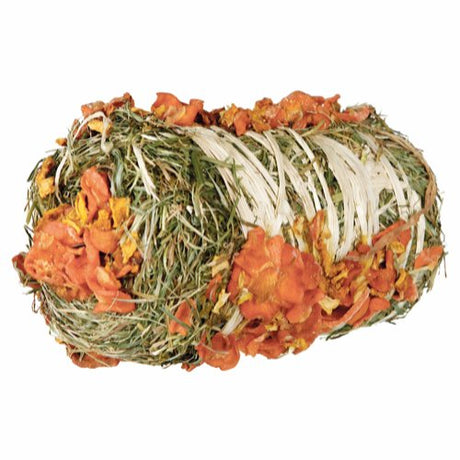 A Høballe med græskar & gulerod, lækkert til alle gnavere! med orange blomster på. (Trixie)