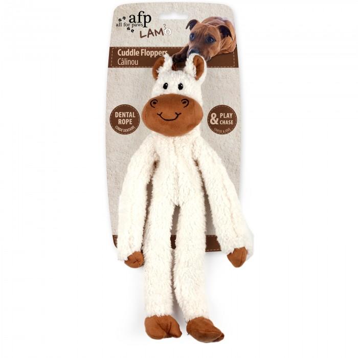 En luftig hvid og brun Bamse til hunden, rebbamse med piv 46cm tøjdyr i en pakke. (Mærke: afp)