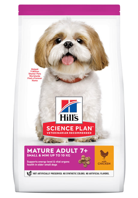 Hills Science Plan tørfoder m/kylling og kalkun. 1,5 kg Til voksne små/mini hunde 7+ er et nærende hundefoder specielt designet til Canine Mature Adults 7+. Det understøtter en sund mund og styrker immunforsvaret.