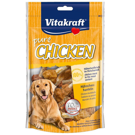 Vitakraft Hundegodbidder, Lækre tørrede kyllinge håndvægte - den perfekte kødfulde belønning for din pelsede vens sukkertrang og belønningsbehov. Lavet med saftige bidder af ægte kylling, dette