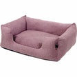 En ortopædisk hundeseng, Hundeseng Fantail Snooze Iconic Pink en lækker grå/pink seng med høj kant, i en lilla farve.