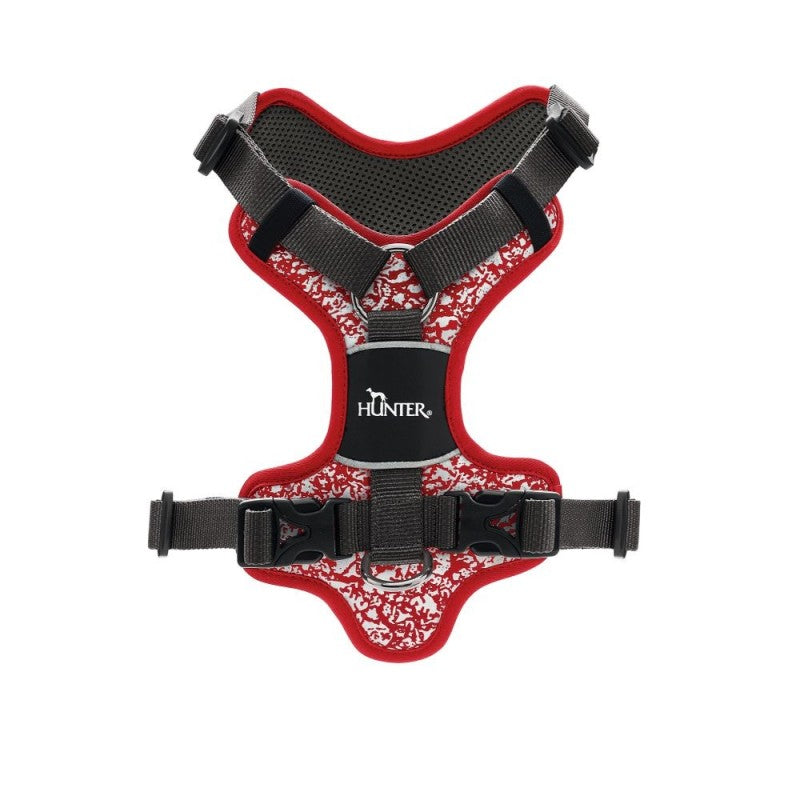 En Hundesele med refleks fra Hunter hundesele med Divo Reflect - Rød/Grå design.