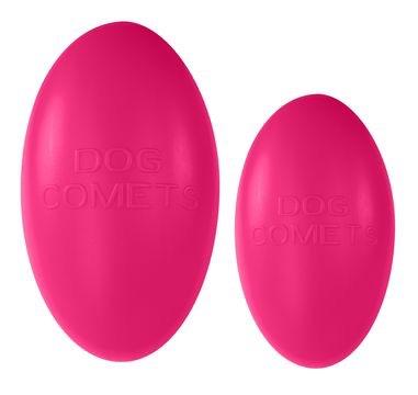 To Æg-dristige pink kometbolde på hvid baggrund fra Foderboxen.
