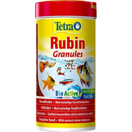 Tetra's Hormon-fri Fiskefoder TetraRubin Granulat 250 ml, beriget med C-vitamin til fisk.