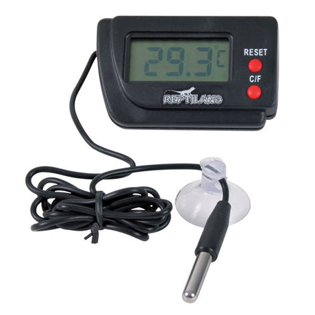 Et Trixie sensorbaseret digitalt termometer m/føler på fleksibel placering med hvid baggrund.