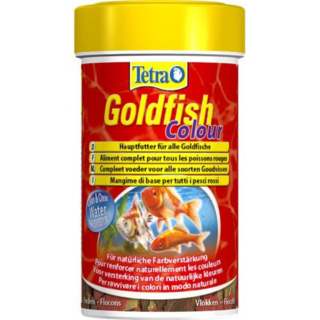 En flaske Tetra Goldfish flager - komplet fiskefoder.