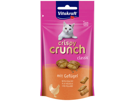 En 60 g pose Kattegodbid med kylling, Crispy Crunch snack til katte med kylling fra Vitakraft.