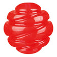 Et Super Strong fed rødt plastik hundelegetøj på hvid baggrund, der måler cm.