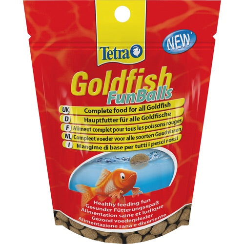 Guldfisk sjove bolde i en pose. Disse foderkugler er specielt designet til guldfisk og giver timevis af underholdning. Osmedkaeledyr.dk-mærket sikrer ernæring af høj kvalitet til din guldfisk.