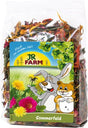 Gnaversnacks fra JR Farm tørret sommermix er en pose Enghø og blomster (enghø og blomster), perfekt til at fodre dine lodne venner med. Følg fodringsan.