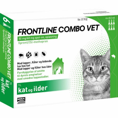 Frontline Combo Vet 6-pak til behandling mod lopper, flåter og lus på katte