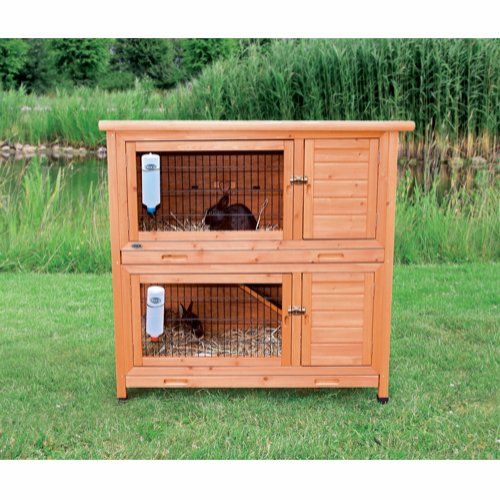 Udendørs Dobbelt kaninbur, Rødbrun, til 2 kaniner - 116x111x65 cm - Leveret gratis lige til døren