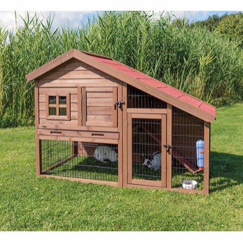 Kaninbur udendørs, lækkert bur med stor løbegård. 151x107x80 cm - Leveret gratis lige til døren