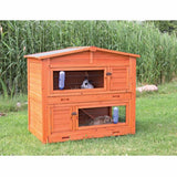 Udendørs Dobbelt kaninbur, Rødbrun 133x120x83 cm - til 2 kaniner  - Leveret gratis lige til døren