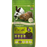 En pose Burgess Kaninfoder Excel, Mint +16 uger Grøn med næringsstoffer og fibre til voksne kaniner.